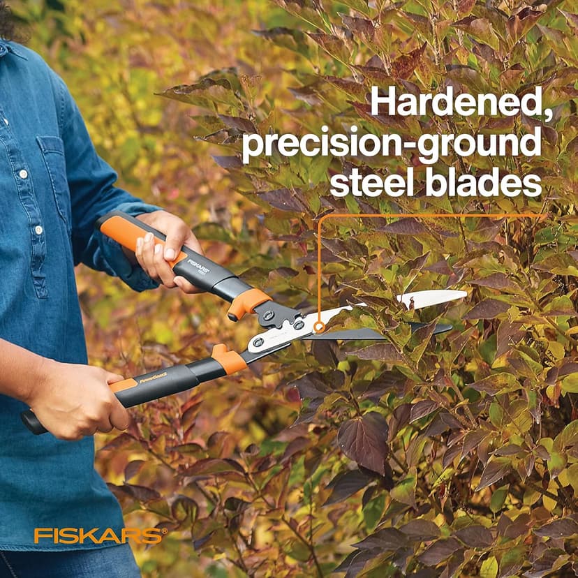 Fiskars 23-Inch Power-Lever Hedge Shears, Self-Sharpening Precision-Ground Steel Blades, For Trimming/Shaping Hedges and Shrubs in Your Garden, Lawn and Yard Tools, Black/Orange