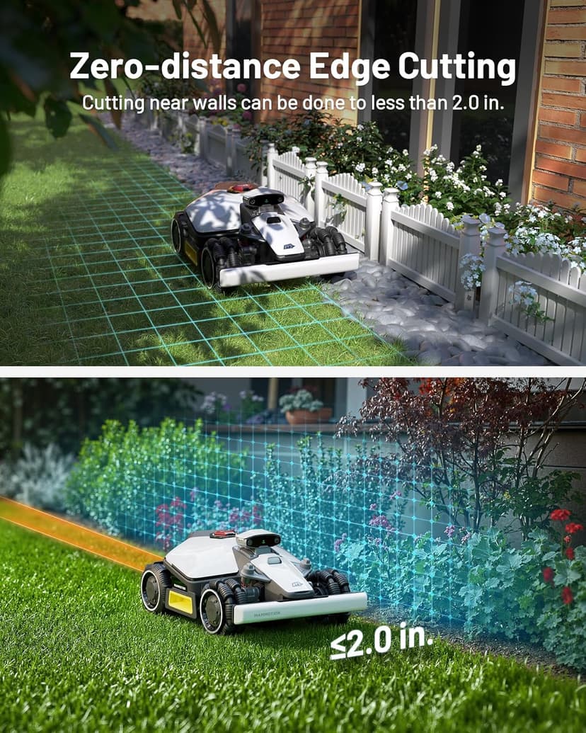 LUBA Mini AWD 1500 Robot Lawn Mower with 4G, Reception 0.37 Acre, Max. 0.45 Acre, All-Wheel-Drive for 80% Slope UltraSense AI Vision+RTK Auto-Mapping, Cutting Height 0.8"-2.6"