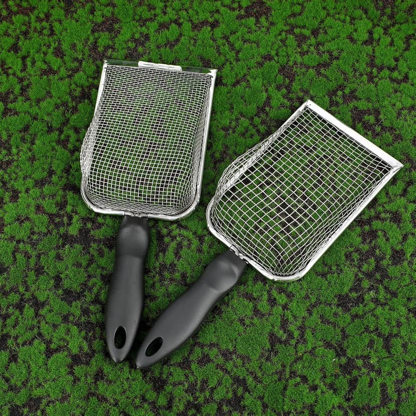 2pcs Gardening Soil Sifter, 5 & 2.8mm Garden Sand Compost Sieves Dirt Rocks Scoop Shovels with Ergonomic Handle Planting Tool Accessories Supplies