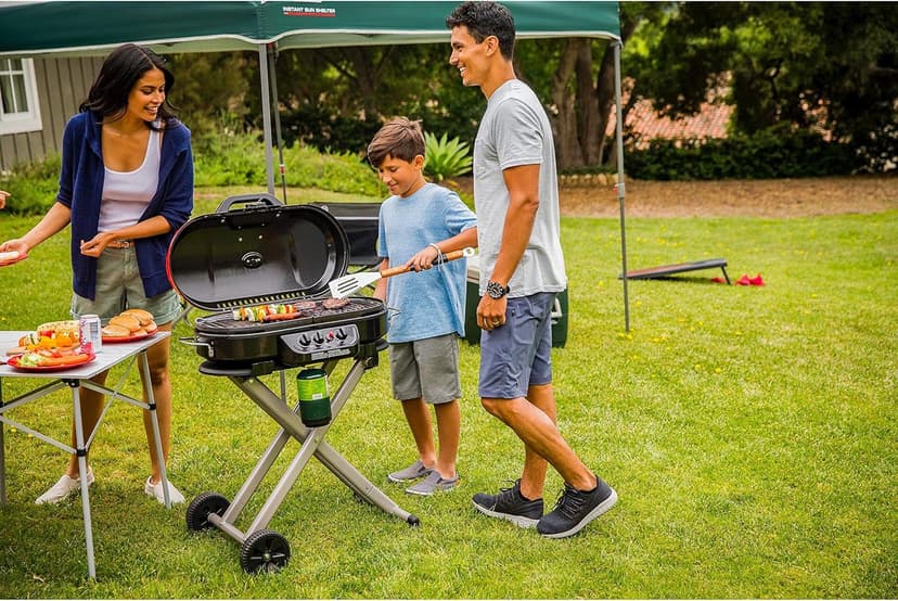 Coleman RoadTrip 285 Portable Stand-Up Propane Grill with 3 Adjustable Burners & Instastart Ignition, 20,000 BTUs of Power for Outdoor Cooking