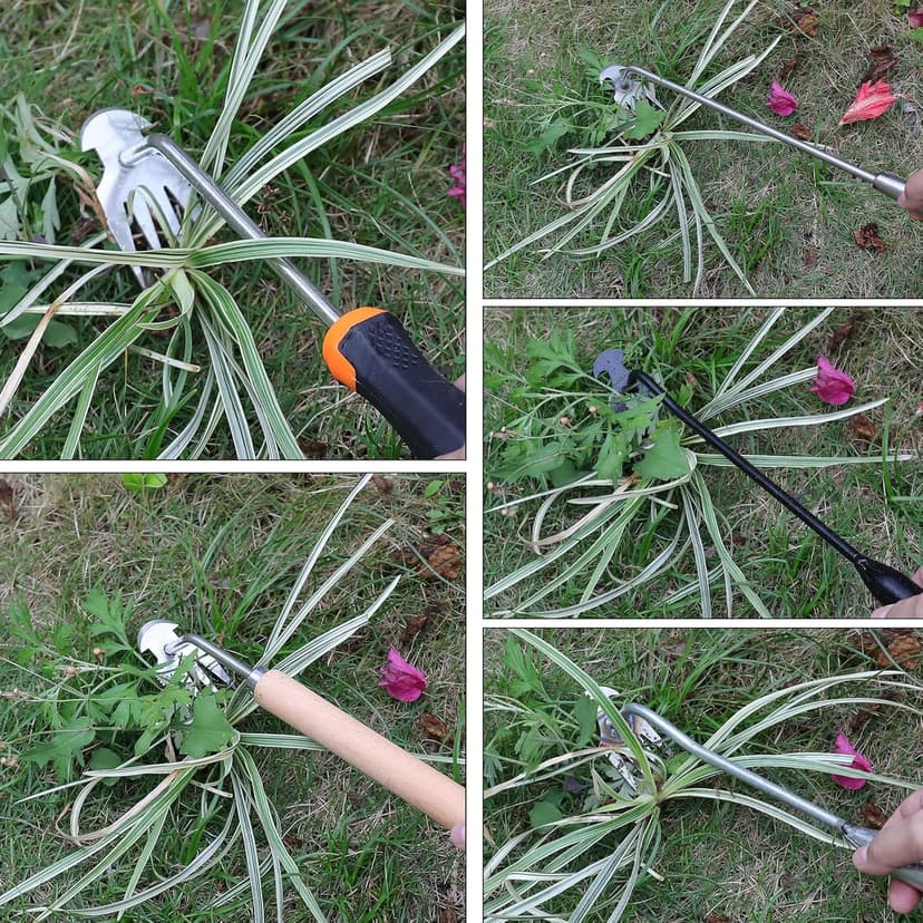 Weed Puller Tool,Portable Garden Weeder Tool,2024 New Manganese Steel Weeding Tools,For Hand Weeder Puller for Vegetable Gardening Backyard Farm Planting & Uprooting Weeding Tool (Rubber Handle)