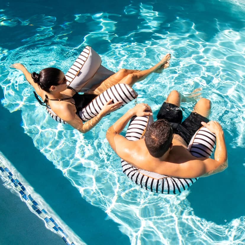 Big Joe Noodle Sling, No Inflation Needed, Pool Float with Armrests, Quick Draining Fabric, Cup Holder
