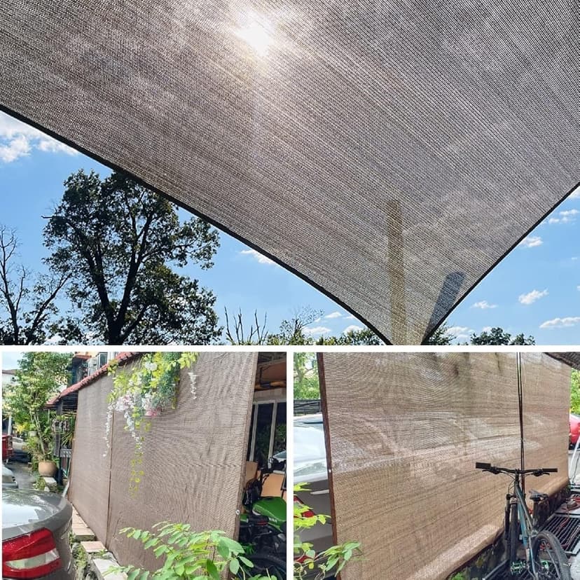 Shade Sail Sun Shade Cloth 9'9"x9'9" Rectangle Outdoor Canopy Outside Sunshade Awning Cover Privacy Screen Net UV Block for Patio Pergola Gazebo Porch Backyard Lawn Garden Outdoor Activities