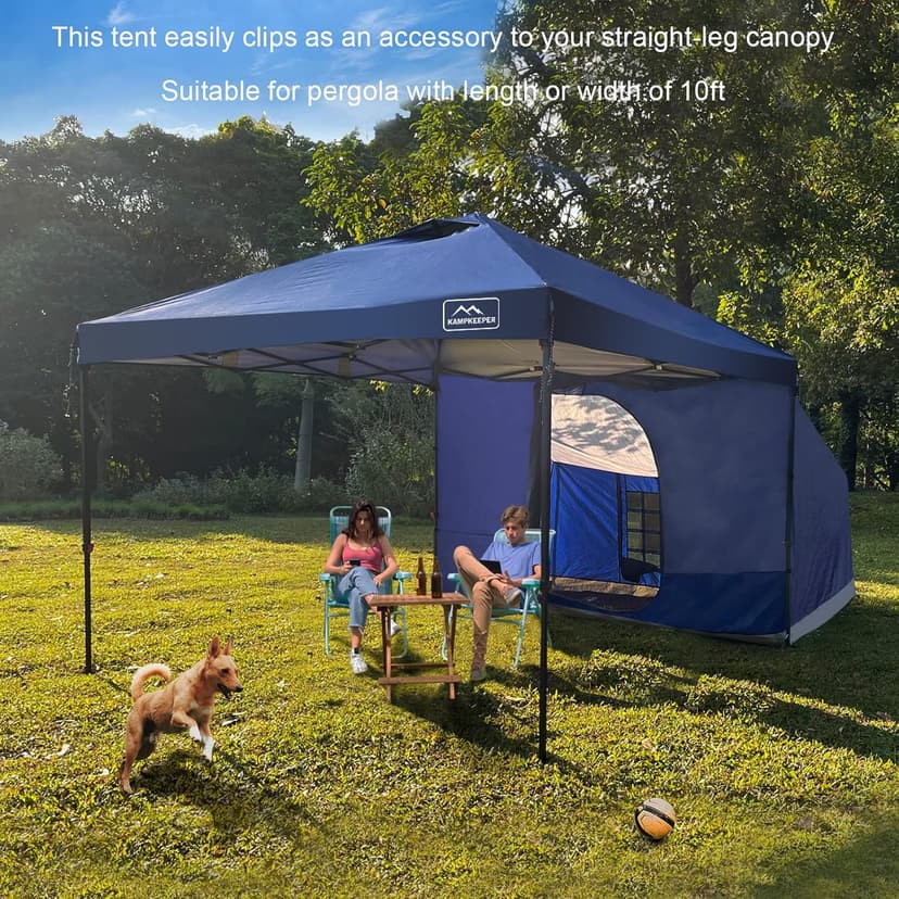 KAMPKEEPER Side Tent,Camping Tent for 10' x 10' Pop Up Canopy, Easy Set Up Gazebo,Compatible with 10' Wide Canopy Tents（Blue）