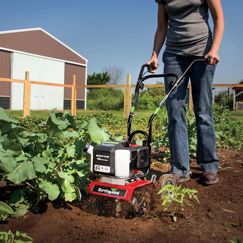 Earthquake MC43 Cultivator, 43cc 2-Cycle Viper Engine, 6-10” Adjustable Width, 8” Max Depth, Overhand Handlebars, Lightweight, U.S. Based Customer Service