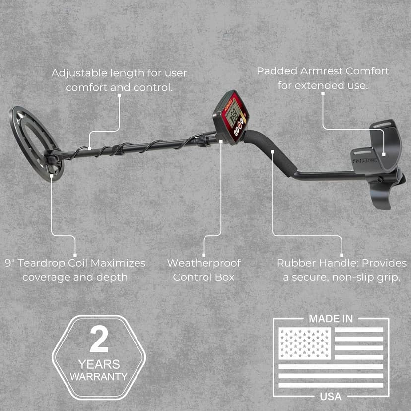 Fisher F22 Weatherproof Metal Detector with 9 Inch Weatherproof Coil, All-Purpose, High-Sensitivity, Deep Seeking Metal Detector, Pinpoint, Easy to Use