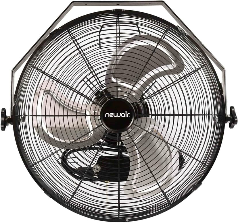 Newair Wall Mounted High Velocity Fan | 18" Air Fan | Quiet Blade Fan | 3 Speed Settings Box Fan | Heavy Duty Fan For Industrial Use | Portable Outdoor Shop Fan | Black | WindPro18W, 3000 CFM