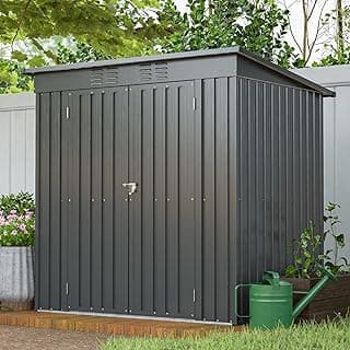 6x4 FT Outdoor Storage Shed with Lockable Double Doors, Aluminum Frame, Weatherproof with Frame Floor, Metal Tool Shed for Garden, Backyard, Patio, and Equipment Storage