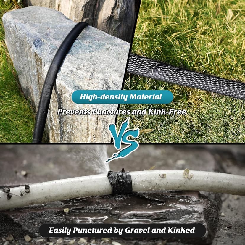 Garden Hose Non-Expanding 100ft, Flexible Garden Hose with 10 Function Hose Nozzle, Lightweight, Kink Free and Water Hose for Outdoor,Yard, Lawn, Car Wash, Marine,and Camper Use