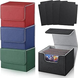 Card Deck Boxs Fit for MTG Deck Box with Black Card Dividers, 4 Pack Horizontal Leather Deck Cards Box for TCG Magic Commander Trading Card Decks Storage Box