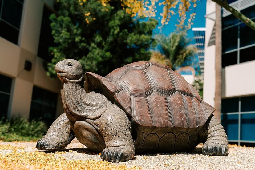 XBrand 28" L Brown and Black Concrete/MgO Walking Tortoise Statue, Indoor or Outdoor Décor, Garden Sculptures, Turtle Garden Statue