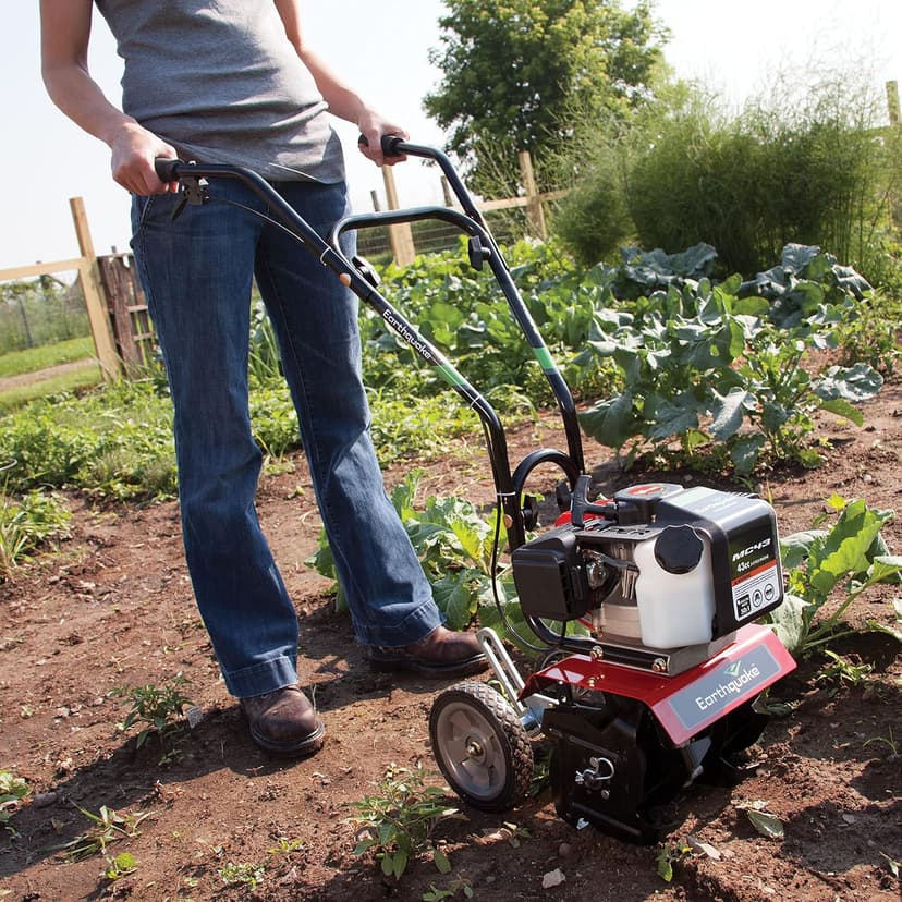 Earthquake MC43 Cultivator, 43cc 2-Cycle Viper Engine, 6-10” Adjustable Width, 8” Max Depth, Overhand Handlebars, Lightweight, U.S. Based Customer Service