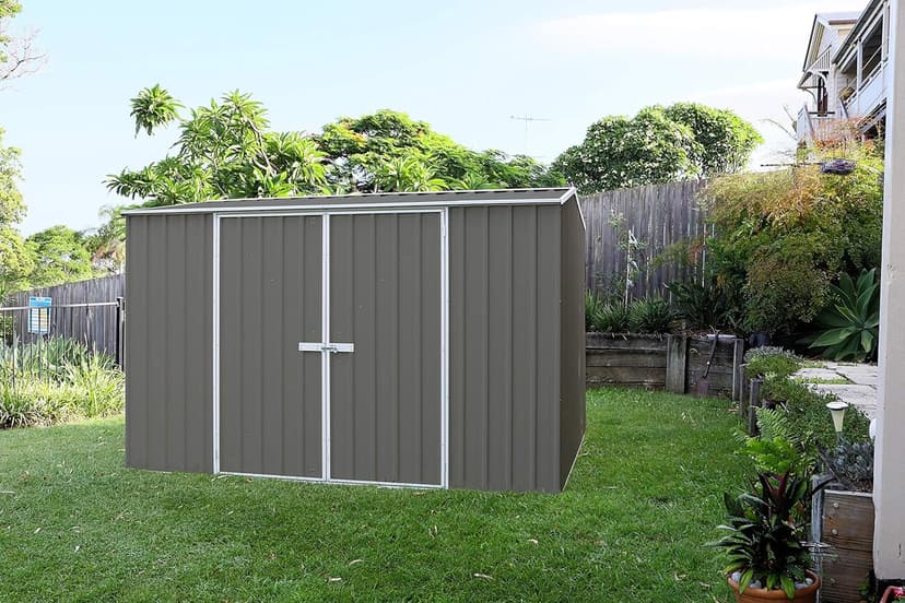 Premier Storage Sheds, 10'x10' Metal Garage, DIY Backyard Shed, Utility Tool Storage, Weather & Wind Resistant Aluminum Panels & Steel Frame, Maintenance-Free, 12 Year Warranty, Woodland Gray