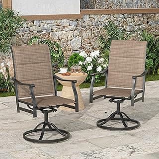 Soohow Outdoor Dining Chairs Set of 2, 360°Swivel Patio Dining Chair with Textilene Fabric, Outdoor Metal Armchair All Weather Resistant, Ergonomic Comfort, Perfect for Patio, Backyard, Balcony
