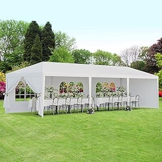 F2C Outdoor Gazebo White Canopy with sidewalls Party Wedding Tent Cater Events Pavilion Beach BBQ Event