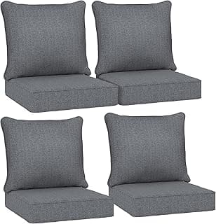 Outsunny Outdoor Chair Cushions Set of 4, Fade Resistant, 24 x 24 in Deep Seat, Patio Cushions for Chair, Sofa, and Outdoor Furniture, Gray
