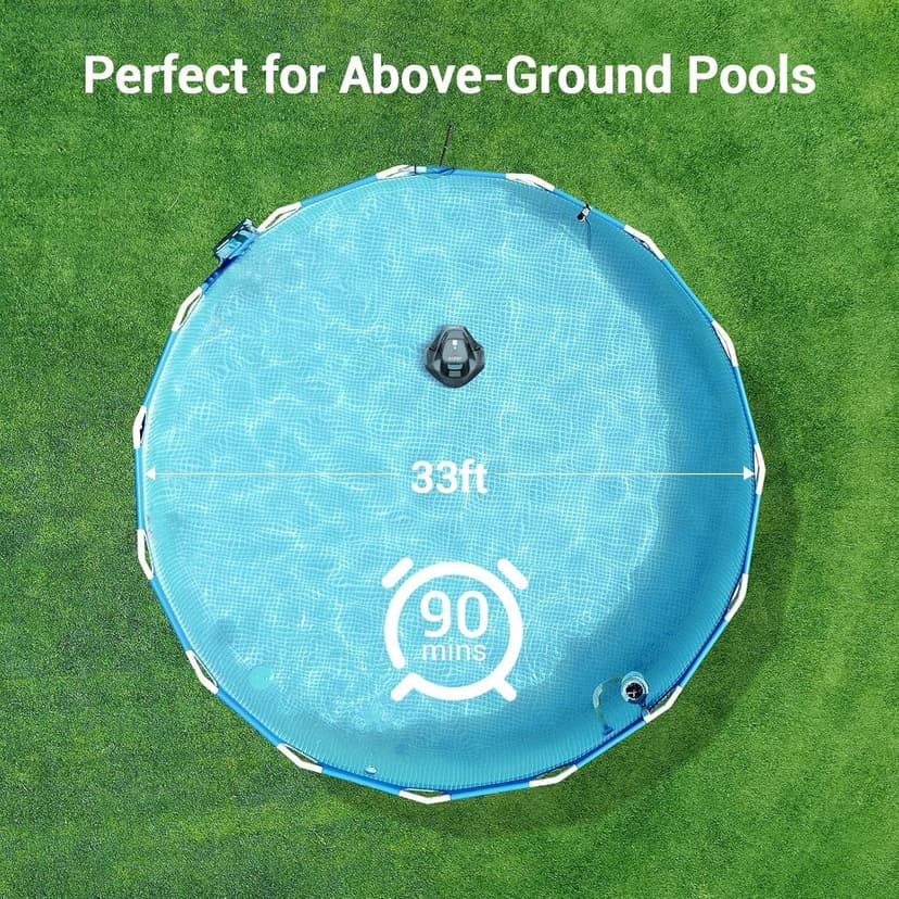 AIPER Cordless Robotic Pool Cleaner, Pool Vacuum with Self-Parking Technology, Portable, Ideal for Above-Ground Flat Pool up to 40 Feet, Grey (Renewed)