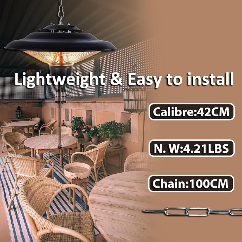 DONYER POWER 1500W Electric Patio Heater Ceiling Mounted Outdoor Heaters for Patio Easy Installation both Indoor Use