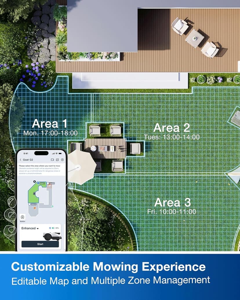 ECOVACS Goat O1000 RTK Robot Lawn Mower, 1/4 Acres Lawn Perimeter Wire Free RTK&Vision Robotic Lawnmower, Automated Mapping, APP Control, 3D Obstacle Avoidance, Zero-Edge Cutting