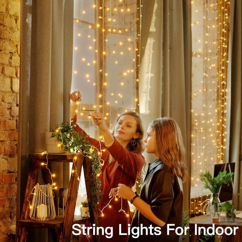 shineshine 150 LED String Lights Indoor Outdoor, Connectable Warm White String Lights for Bedroom, 8 Modes Plug in Waterproof Fairy Lights with Timer, Party Wedding Decorations