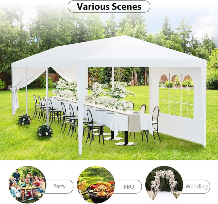 F2C Outdoor Gazebo White Canopy with sidewalls Party Wedding Tent Cater Events Pavilion Beach BBQ Event
