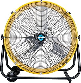 Tornado - 24 Inch High Velocity Heavy Duty Tilt Metal Drum Fan Yellow Commercial, Industrial Use 3 Speed 8540 CFM 1/3 HP 8 FT Cord UL Safety Listed (YELLOW)
