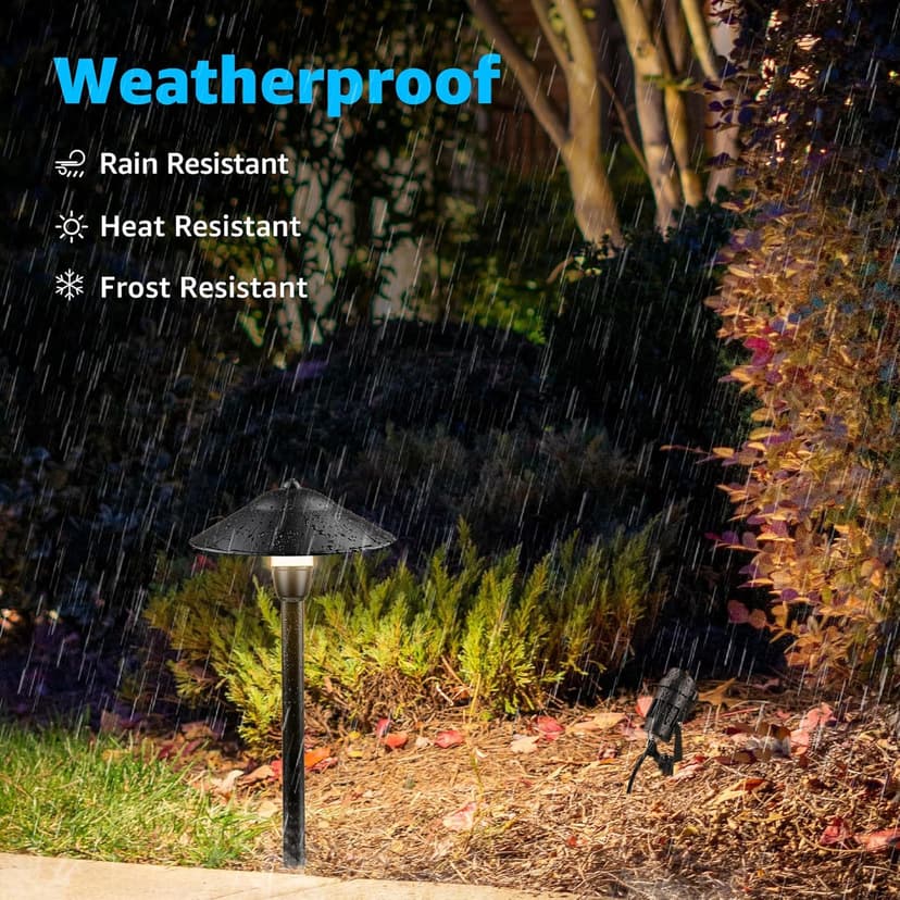 SUNVIE LED Landscape Lights 12V Aluminum Low Voltage Pathway Lights with Stake, Waterproof for Walkway Yard Garden, 12 Pack with Connectors