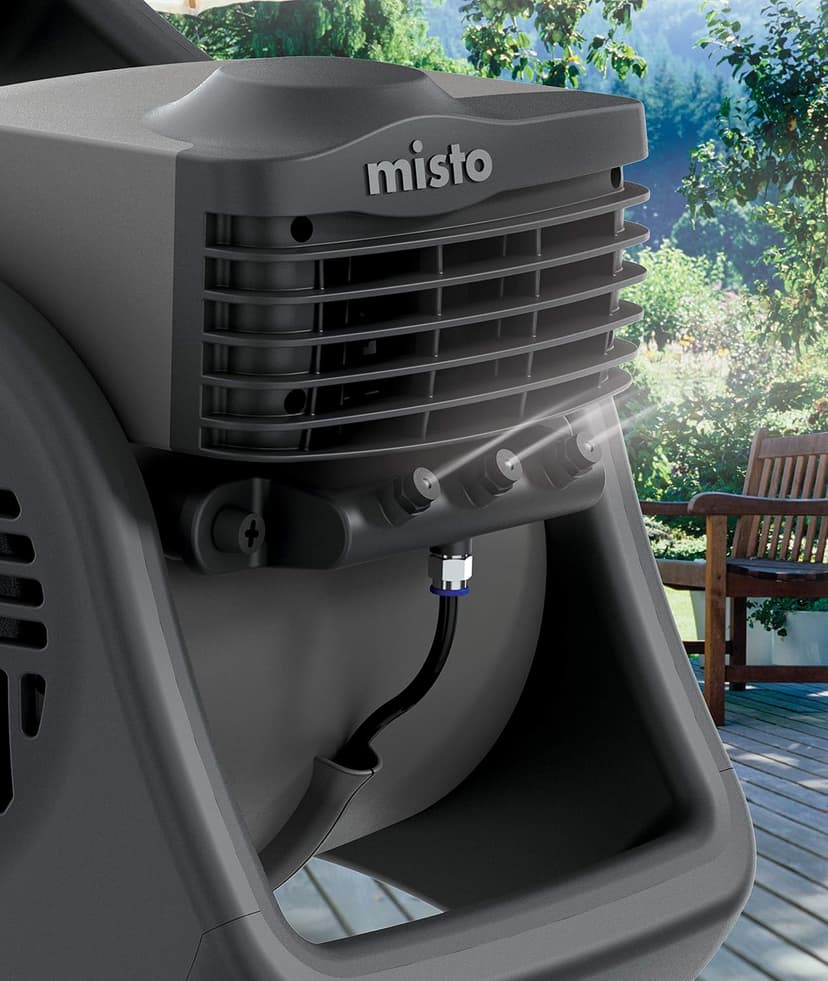 Lasko Misto Outdoor Misting Blower Fan, Ideal for Sports, Camping, Decks & Patios, 3 Speeds, 15", Black, 7050