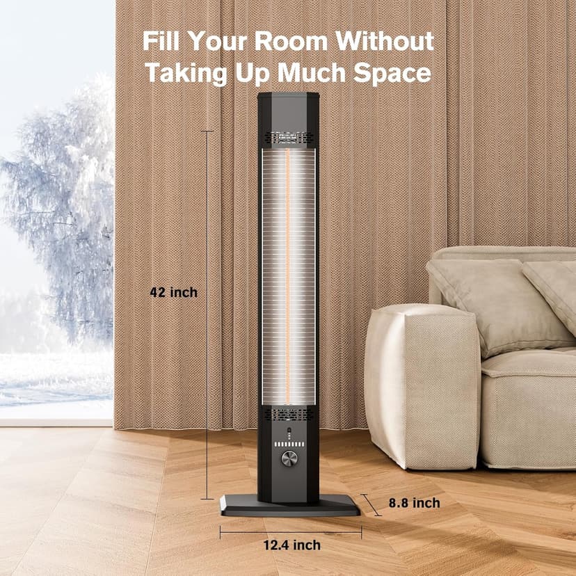 FLOWBREEZE Patio Heater, Portable Outdoor Heater, 1200W, 3S Instant Heating, Infrared Heater with 60°Oscillating, 180min Timer, Tip-over Protection, Super Quiet Electric Heaters for Indoor Outdoor Use
