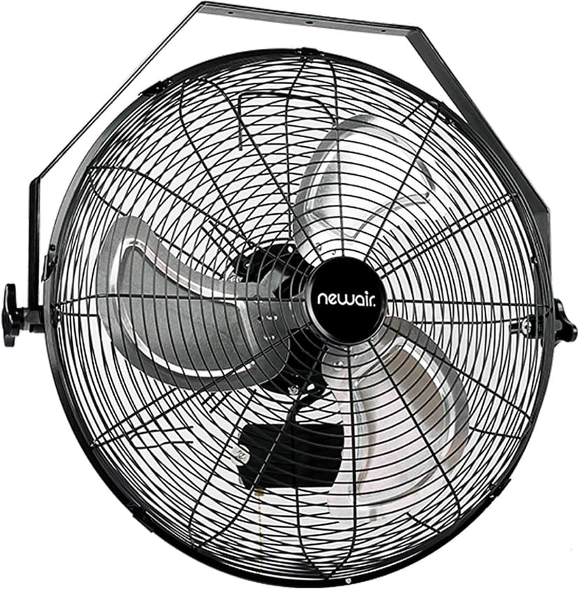 Newair Wall Mounted High Velocity Fan | 18" Air Fan | Quiet Blade Fan | 3 Speed Settings Box Fan | Heavy Duty Fan For Industrial Use | Portable Outdoor Shop Fan | Black | WindPro18W, 3000 CFM