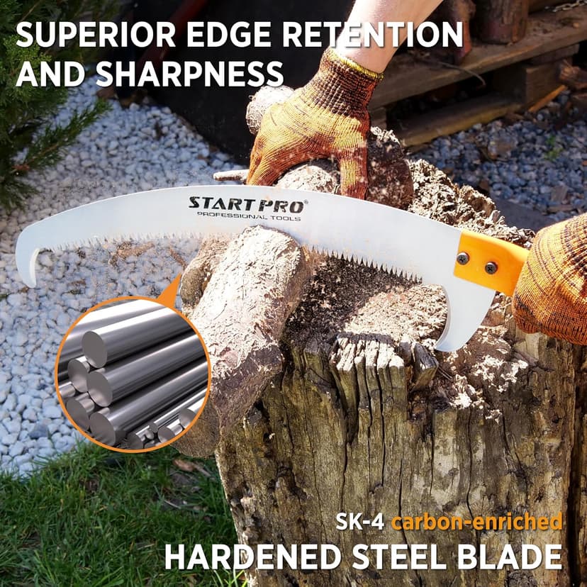 StartPro 18ft Tree Pruning Saw, Telescopic Manual Lightweight Extendable Pole Saw with Sharp Carbon-Enriched Blade for Efficient Tree Maintenance and High-Reach Branch Cutting.