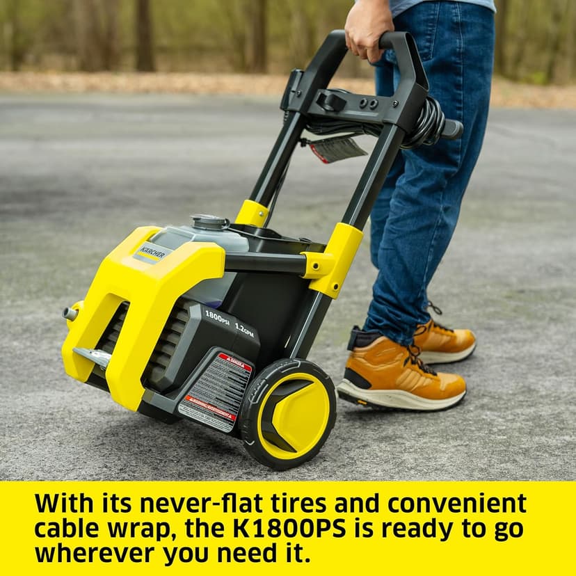 Kärcher Pressure Washer K1800PS, Max 2250 PSI, 3 Spray Nozzles, Detergent Tank, For Cars, Driveways, Siding, Patios, 1.46 max. GPM