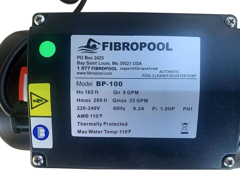 FibroPool 1HP Universal Pool Cleaner Booster Pump - High-Efficiency, Quiet Operation, Compatible with Polaris and Other Pressure-Side Swimming Pool Cleaners - BP100