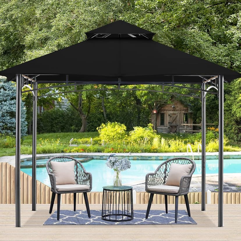 MASTERCANOPY Outdoor Garden Gazebo for Patios with Stable Steel Farme(9x9, Black)