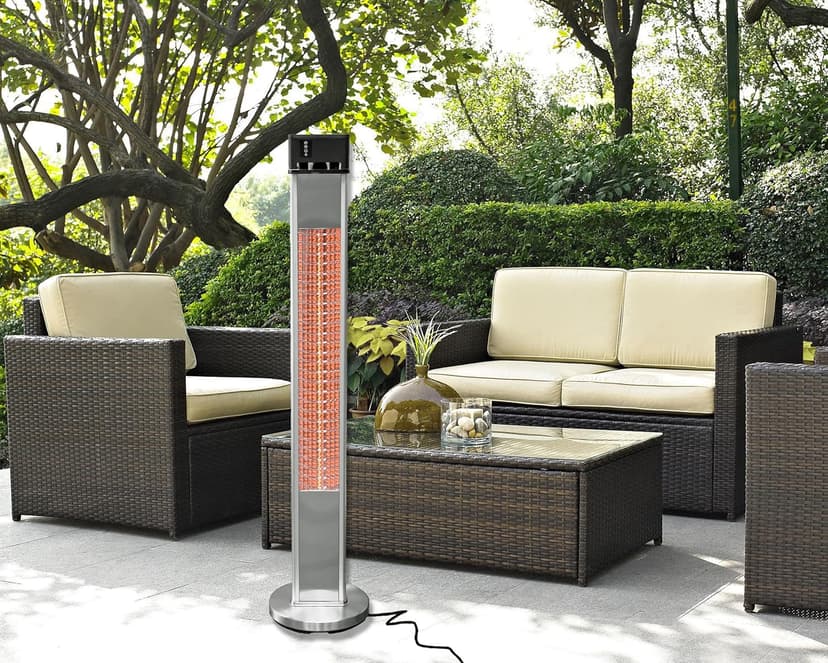 EnerG+ Infrared Electric Outdoor Heater Freestanding with Remote,Silver