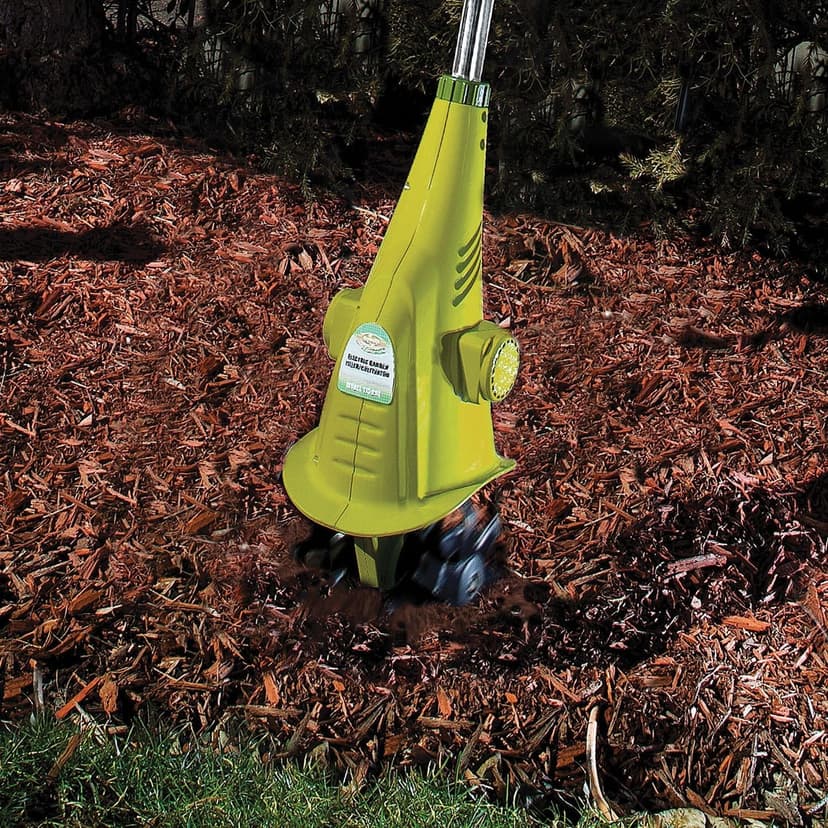 Sun Joe Electric Garden Cultivator with 2.5 Amp Motor and Steel Blades, Cultivates in 6.3 Inch Wide Path for Small Gardens and Flower Beds, Green