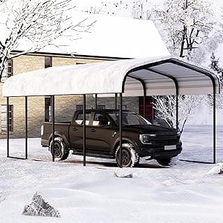Metal Carport 12×20 Heavy Duty, Carport Kit with Galvanized Steel Roof Building and Frame, Outdoor Storage Car Port Metal Canopy Multi-Use Garage Shed for Car,Boats and Truck
