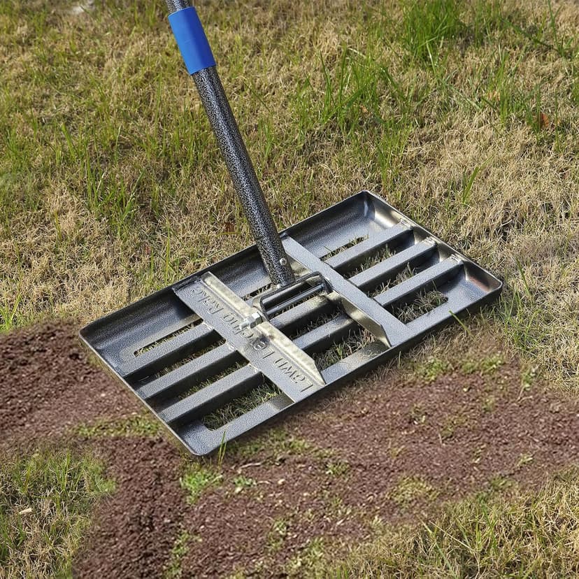 Heavy Duty Leveling Rake for Lawn, Yard & Soil - 5FT Stainless Steel Garden Tool, Rust-Proof Dirt Leveler for Turf, Golf & Football Fields