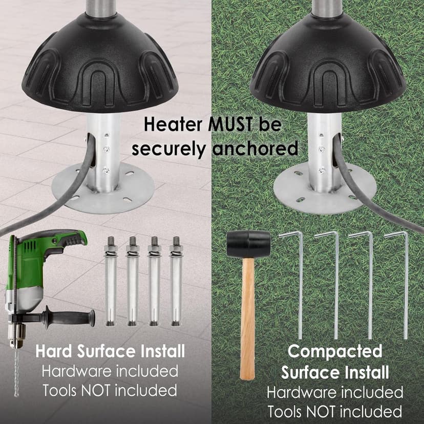 Fire Sense 61445 Natural Gas Patio Heater 45,000 BTU With Electric Ignition System For Residential - Stainless Steel