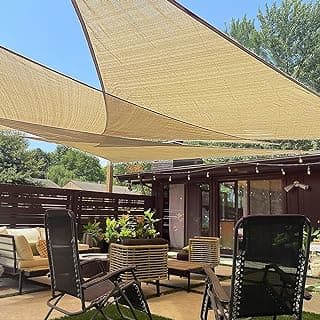 LOVE STORY 12' x 12' x 12' Triangle Sun Shade Sail Canopy UV Block Sunshade for Outdoor Patio Garden Backyard, Sand (We Make Custom Size)