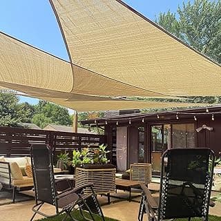 LOVE STORY 12' x 12' x 12' Triangle Sun Shade Sail Canopy UV Block Sunshade for Outdoor Patio Garden Backyard, Sand (We Make Custom Size)