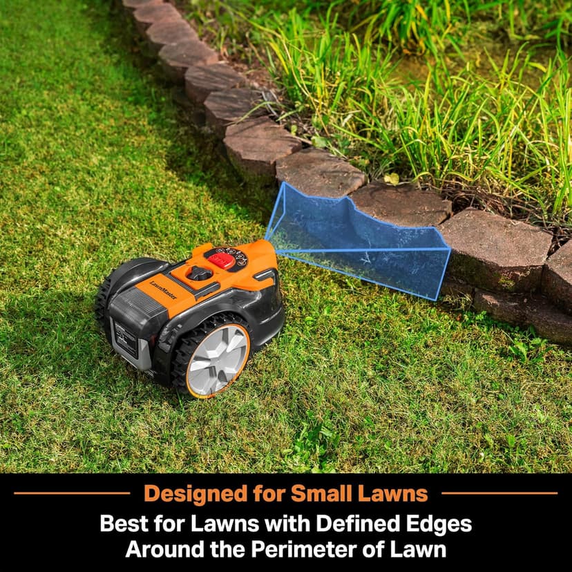 LawnMaster OcuMow™ VBRM601YCM MAX Perimeter Wire Free Robot Lawn Mower Cuts Small Lawns 2000-3500 Square Feet with Optical Navigation, Obstacle Avoidance, Low Noise and No Go Function