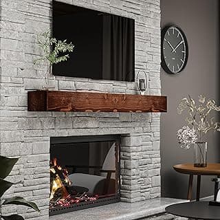 BoscoMondo Rustic Fireplace Mantel Shelf - Pine Wood - Wall Decor, Mounted Farmhouse Shelving (Dark Brown, 72" Extra Thick)