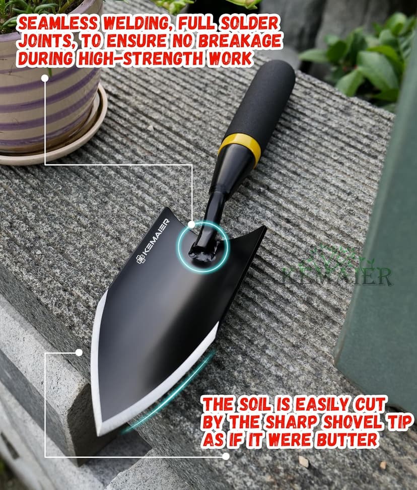 Garden Shovel - Heavy Duty Gardening Hand Trowel, Carbon Steel Garden Trowel with Rubberized Handle, Trowel Garden Tool for Diligent Farmer Soil Planting Digging Transplanting