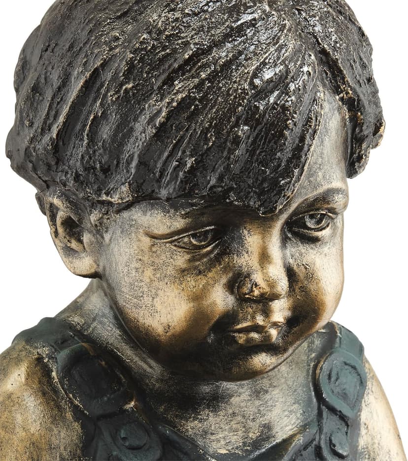 Alpine Corporation 19" Tall Indoor/Outdoor Boy Sitting Down Reading Book Statue Set Yard Art Decoration