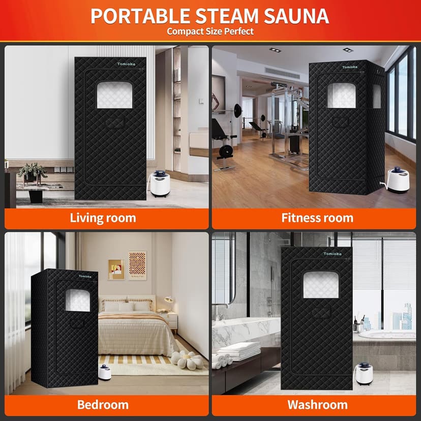 Sauna Box, Portable Steam Sauna for Body Relaxation, Portable Sauna for Home, Personal SPA Steam Sauna with 3L /1500W Steamer, 9 Levels Temp Control, Full Body Sauna Tent for Spa,Indoor,Outdoor