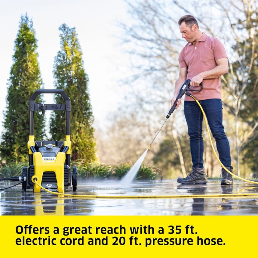 Kärcher Pressure Washer K1900PS, Max 2375 PSI, 3 Spray Nozzles, Detergent Tank, For Cars, Driveways, Siding, Patios, 1.46 max. GPM