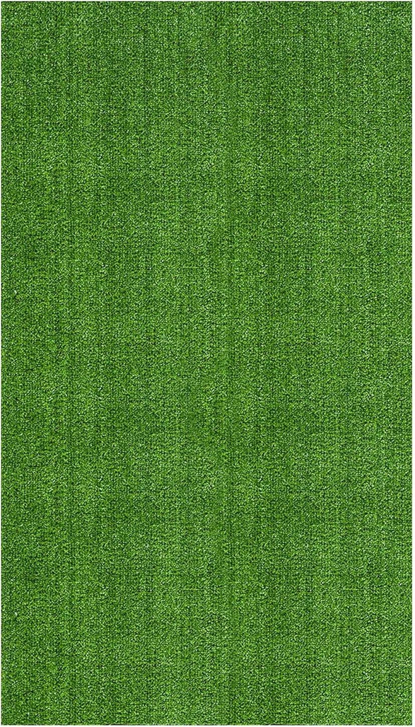 Ottomanson Artificial Grass Turf 6'6" x 9'2" Indoor Outdoor Faux Grass Rug with Drainage Holes, Customizable with Extra Long Size Options, Perfect for Patio Lawn Balcony Weddings Photoshoot Backdrop