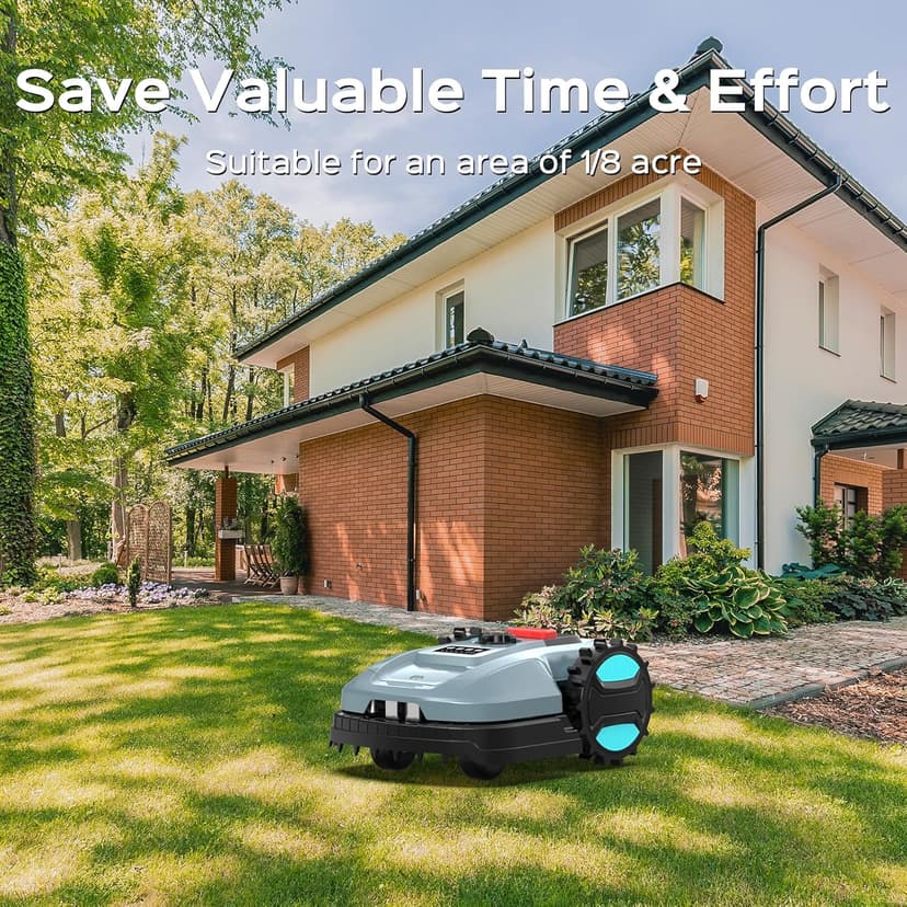 Robotic Lawn Mower, Smart Robot Lawnmower with Obstacle Avoidance, Scheduled Cutting, Self-Charging, Height Adjustment, Ideal for Small to Medium Lawns (Up to 4300 sq.ft)