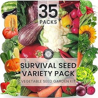 35 Vegetable Seeds | Survival Variety Pack | 2025 Season | Individually Packed Vegetables, Herbs and Fruits | Emergency Seed Vault for Doomsday Prepping | by Family Sown